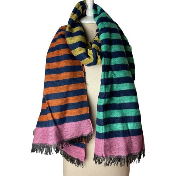 Multicolor Stripe Woven Scarf Wrap - Picture 2 of 2